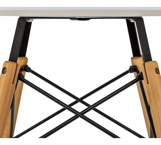 Обеденный стол BRABIX Eames T-01 круглый, диаметр 80 см, опоры дерево, пластик, белый 532633