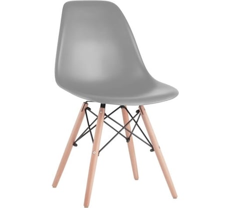 Стулья BRABIX Eames Cf-010 комплект 4 шт, пластик серый, опоры дерево/металл 532632