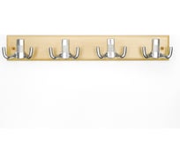 Настенная вешалка на деревянной планке с двойным крючком 4/2 бук-полимер хром Трибатрон Комфорт 88005