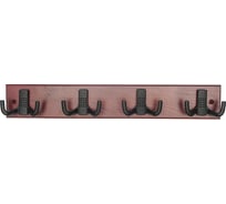 Настенная вешалка на деревянной планке с двойным крючком 4/2 крас.дер.-черный муар Трибатрон Комфорт 88012