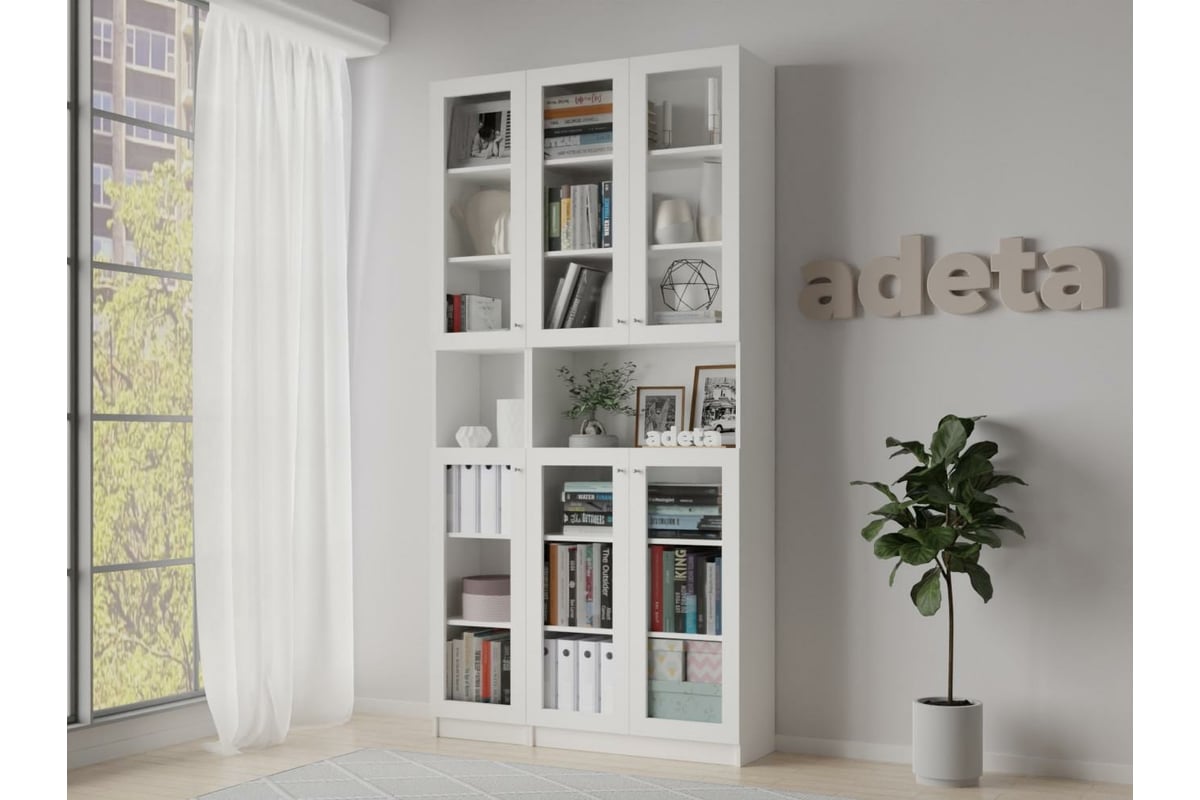 Книжный шкаф ADETA IKEA Билли 388 white 4540503 - выгодная цена, отзывы,  характеристики, фото - купить в Москве и РФ