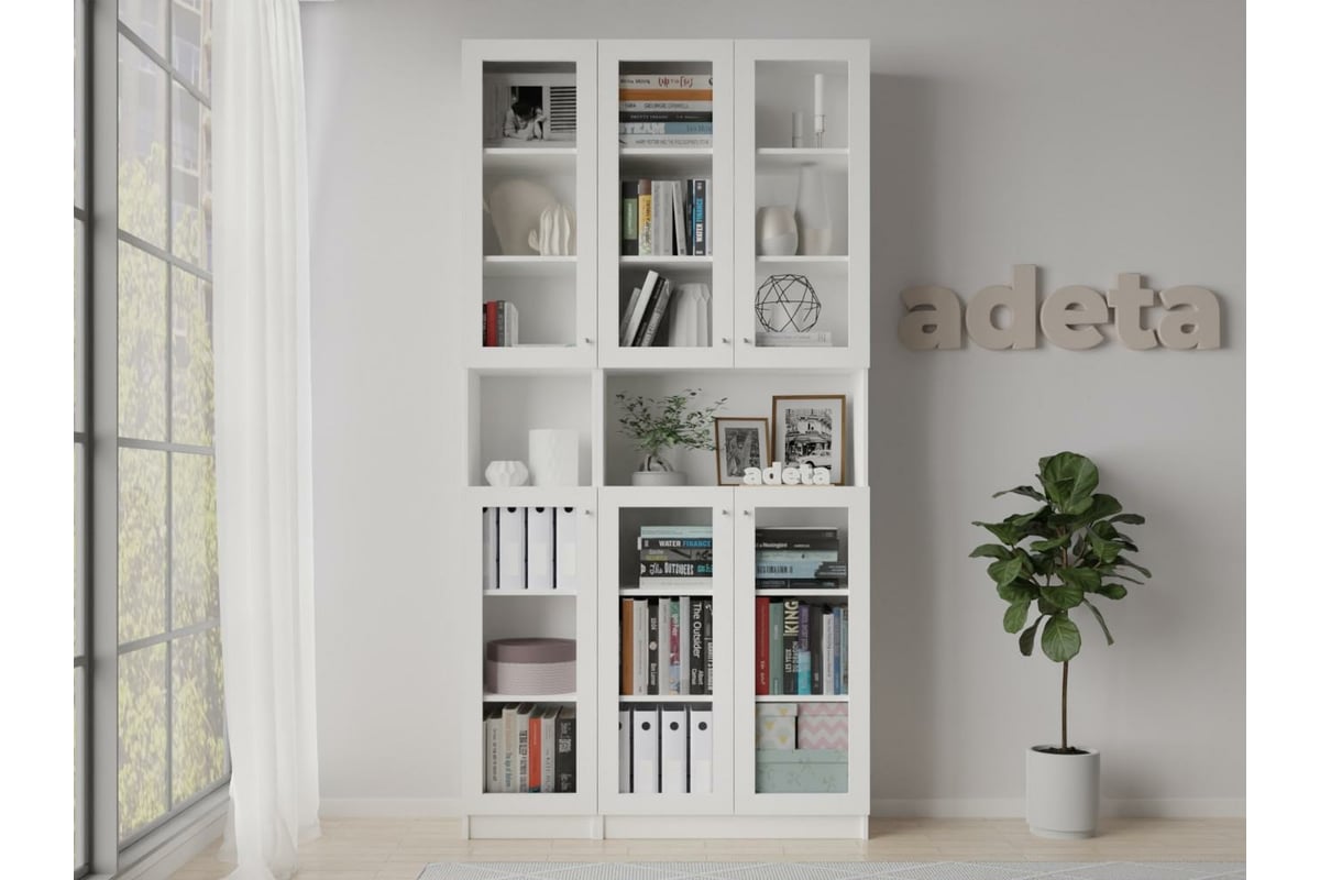 Книжный шкаф ADETA IKEA Билли 388 white 4540503 - выгодная цена, отзывы,  характеристики, фото - купить в Москве и РФ