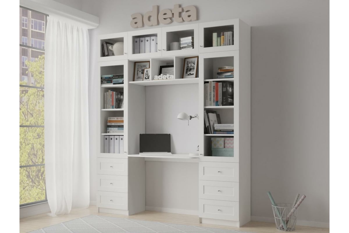 Книжный шкаф ADETA IKEA Билли 365 white, с рабочим местом 6193784