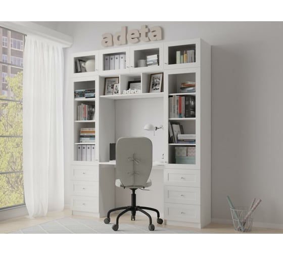 Книжный шкаф ADETA IKEA Билли 365 white, с рабочим местом 6193784