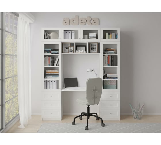 Книжный шкаф ADETA IKEA Билли 365 white, с рабочим местом 6193784