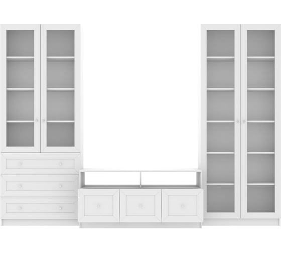 Книжный шкаф ADETA IKEA Билли 374 white, с тумбой под телевизор 74644