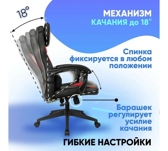 Игровое кресло Бюрократ Zombie Defender черный/красный экокожа крестовина пластик ZOMBIE DEFENDER RED