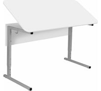 Стол-парта ДЭМИ 2-местный, регулируемый угол, Сут.55-01, 1200x500x520-640 мм, рост 2-4, серый каркас, ЛДСП белая 532715