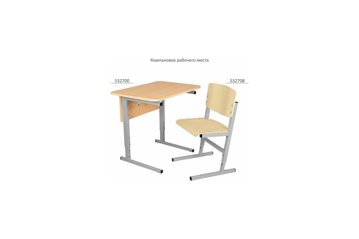 Стол-парта ДЭМИ 1-местный регулируемый Сут.54, 600x500x640-780 мм, рост  4-6, серый каркас, ЛДСП клён 532700