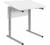 Стол-парта ДЭМИ 1-местный, регулируемый угол, Сут.54-01, 600x500x640-780 мм, рост 4-6, серый каркас, ЛДСП белая 532712