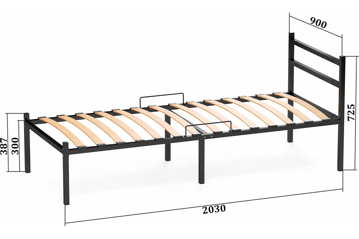 Кровать Элимет Компакт 90x72.5x198 см цвет черный