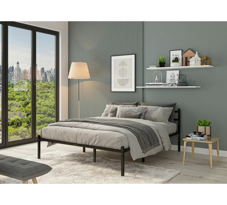 Металлическая разборная кровать ЭЛИМЕТ КОМПАКТ 1800x2000, с опорами и спинкой БП-00002503