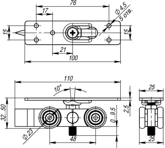 Комплект роликов для раздвижных дверей ARMADILLO SLD.Comfort.SET.rollers/80 (Comfort 80/4 kit) 34141