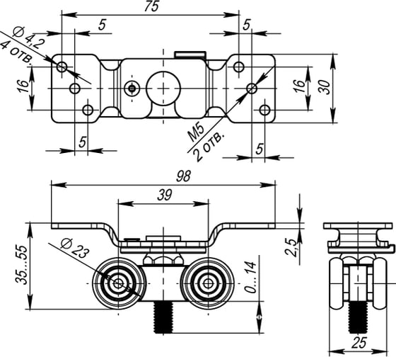 Комплект роликов для раздвижных дверей ARMADILLO SLD.Comfort.SET.rollers/60 (DIY Comfort 60/4 kit) 36073