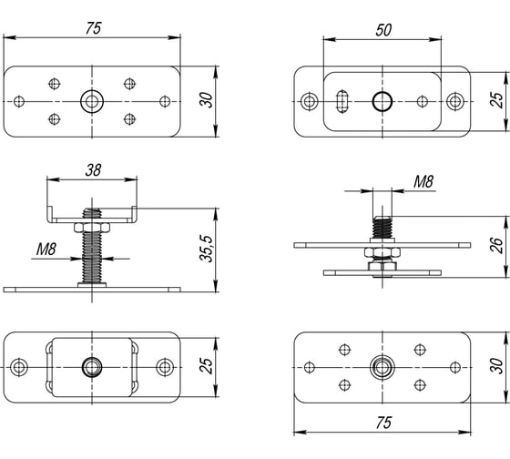 Комплект монтажных пластин ARMADILLO SLD.Comfort-PRO/telescope.static door plates 43201