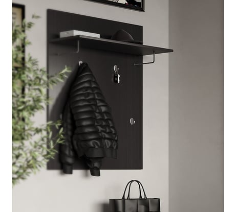 Вешалка Шведский Стандарт СИРИУС настенная с полкой, 78x31x100, черная, дуб венге 2.02.11.260.5