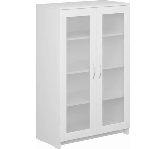 Тумба/комод Шведский Стандарт СИРИУС 2 двери со стеклом, 78x41x47 см, белая 2.02.03.390.1