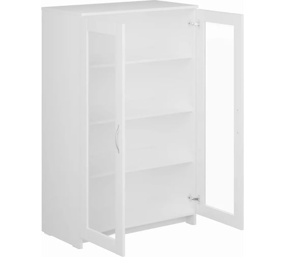 Тумба/комод Шведский Стандарт СИРИУС 2 двери со стеклом, 78x41x47 см, белая 2.02.03.390.1