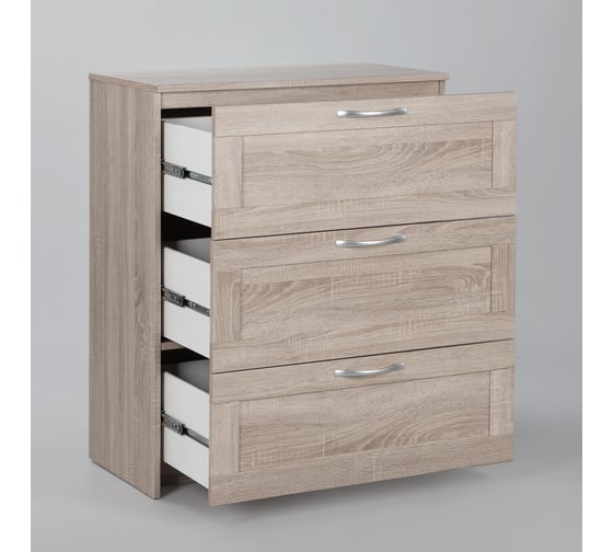Комод Шведский Стандарт СИРИУС 3 ящика, 78x41x94 см, бежевый, дуб сонома 2.02.02.050.3