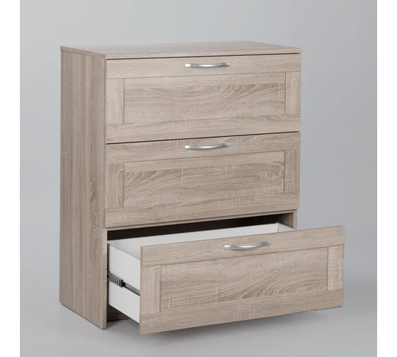 Комод Шведский Стандарт СИРИУС 3 ящика, 78x41x94 см, бежевый, дуб сонома 2.02.02.050.3