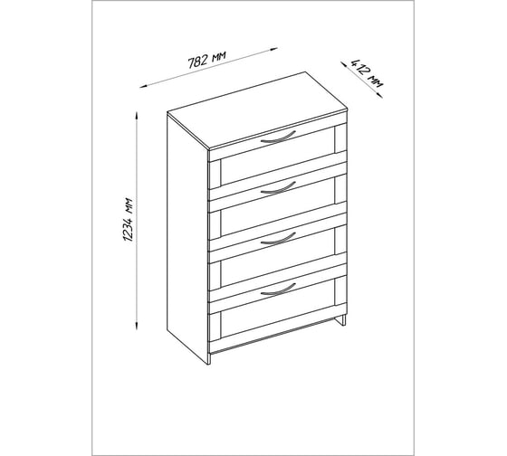 Комод Шведский Стандарт СИРИУС 4 ящика, 78x41x123 см, черный, дуб венге 2.02.02.060.5