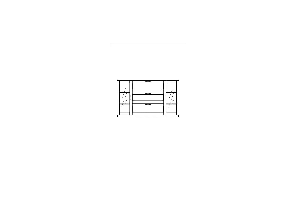 Тумба/комод Шведский Стандарт СИРИУС 2 двери со стеклом и 3 ящика,  156x41x94 см, бежевая, дуб сонома 2.02.03.370.3 - выгодная цена, отзывы,  характеристики, фото - купить в Москве и РФ