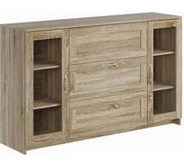 Тумба/комод Шведский Стандарт СИРИУС 2 двери со стеклом и 3 ящика, 156x41x94 см, бежевая, дуб сонома 2.02.03.370.3 25935365