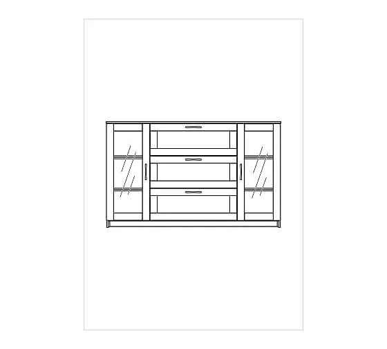 Тумба/комод Шведский Стандарт СИРИУС 2 двери со стеклом и 3 ящика, 156x41x94 см, бежевая, дуб сонома 2.02.03.370.3