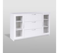 Тумба/комод Гуд ЛАКК СИРИУС 2 двери со стеклом и 3 ящика, 156x41x94 см, белая 2.02.03.370.1