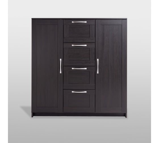 Тумба/комод Шведский Стандарт СИРИУС 2 двери и 4 ящика, 117x41x123 см, черная, дуб венге 2.02.03.350.5