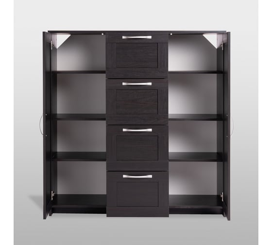 Тумба/комод Шведский Стандарт СИРИУС 2 двери и 4 ящика, 117x41x123 см, черная, дуб венге 2.02.03.350.5