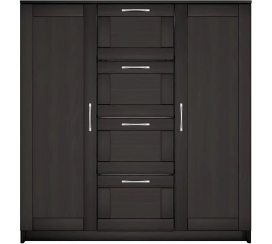 Тумба/комод Шведский Стандарт СИРИУС 2 двери и 4 ящика, 117x41x123 см, черная, дуб венге 2.02.03.350.5
