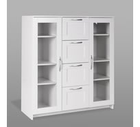 Тумба/комод Гуд ЛАКК СИРИУС 2 двери со стеклом и 4 ящика, 117x41x123 см, белая 2.02.03.400.1