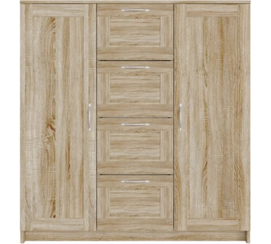 Тумба/комод Шведский Стандарт СИРИУС 2 двери и 4 ящика, 117x41x123 см, бежевая, дуб сонома 2.02.03.350.3