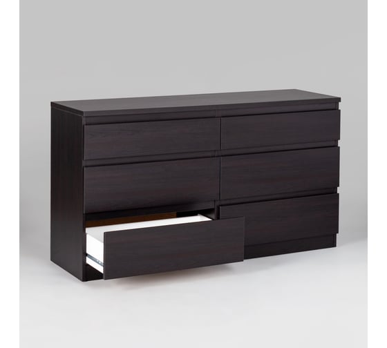 Комод Шведский Стандарт КАСТОР 6 ящиков, 129x39x71 см, черный, дуб венге 2.03.02.080.5