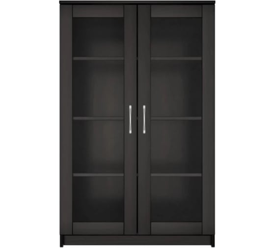 Тумба/комод Шведский Стандарт СИРИУС 2 двери со стеклом, 78x41x123 см, черная, дуб венге 2.02.03.390.5