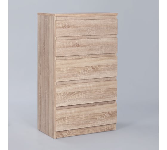 Комод Шведский Стандарт КАСТОР 5 ящиков, 65x39x111 см, бежевый, дуб сонома 2.03.02.070.3