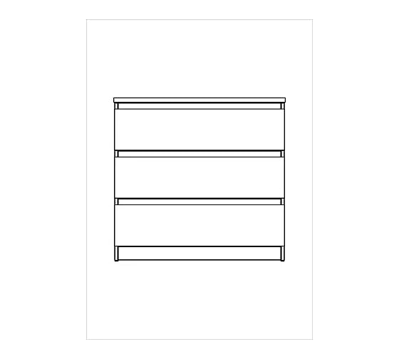 Комод Шведский Стандарт МАЛЬТА 3 ящика, 80x48x76 см, черный, дуб венге 2.05.02.040.5