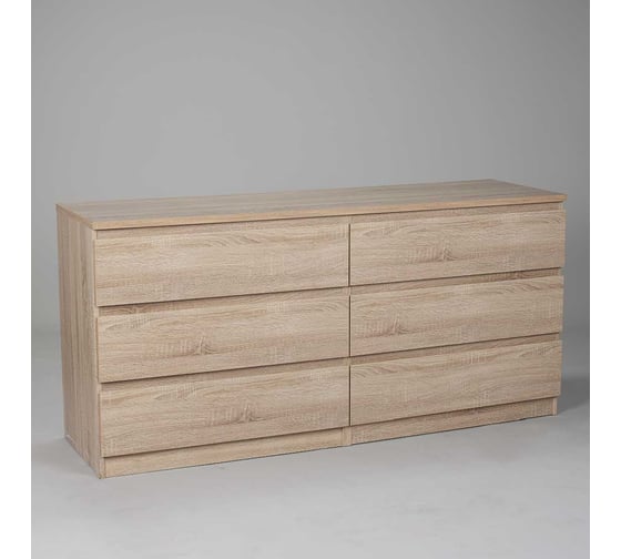 Комод Шведский Стандарт МАЛЬТА 6 ящиков, 160x48x76 см, бежевый, дуб сонома 2.05.02.060.3