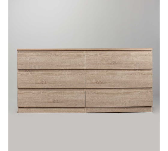 Комод Шведский Стандарт МАЛЬТА 6 ящиков, 160x48x76 см, бежевый, дуб сонома 2.05.02.060.3