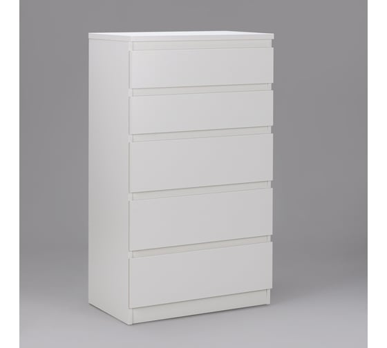 Комод Шведский Стандарт КАСТОР 5 ящиков, 65x39x111 см, белый 2.03.02.070.1