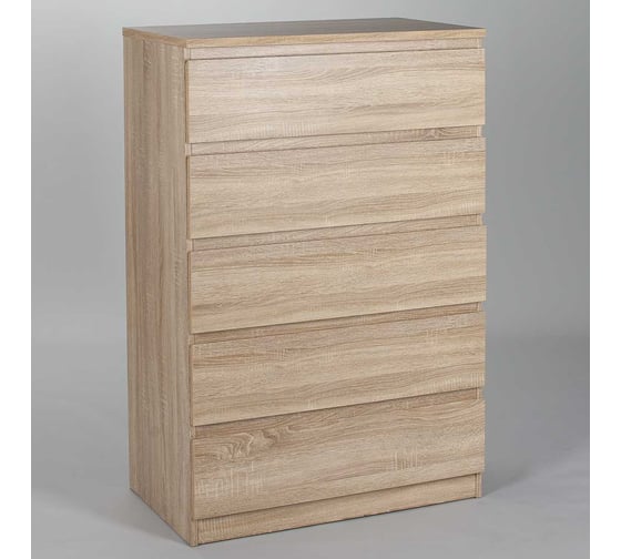 Комод Шведский Стандарт МАЛЬТА 5 ящиков, 80x48x121 см, бежевый, дуб сонома 2.05.02.090.3
