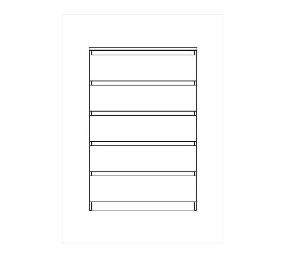 Комод Шведский Стандарт МАЛЬТА 5 ящиков, 80x48x121 см, бежевый, дуб сонома 2.05.02.090.3
