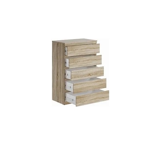 Комод Шведский Стандарт МАЛЬТА 5 ящиков, 80x48x121 см, бежевый, дуб сонома 2.05.02.090.3