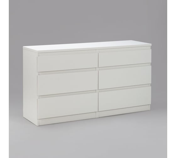 Комод Шведский Стандарт КАСТОР 6 ящиков, 129x39x71 см, белый 2.03.02.080.1