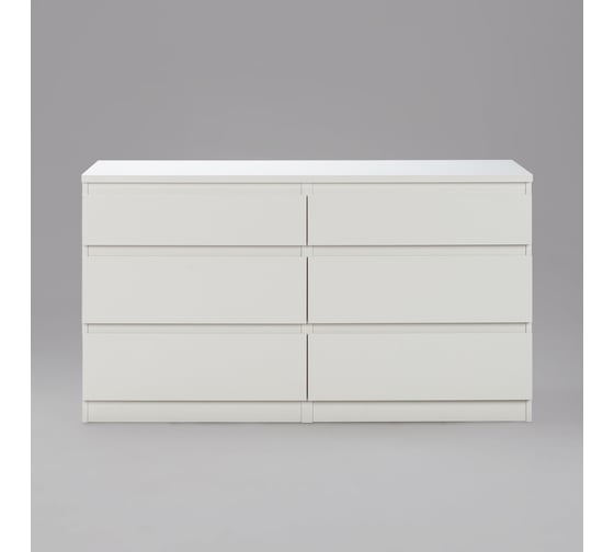 Комод Шведский Стандарт КАСТОР 6 ящиков, 129x39x71 см, белый 2.03.02.080.1