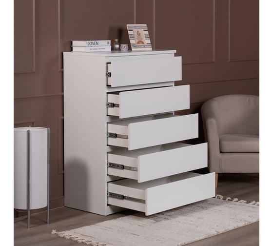Комод Гуд ЛАКК МАЛЬТА 5 ящиков, 80x48x121 см, белый 2.05.02.090.1