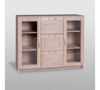 Тумба/комод Гуд ЛАКК СИРИУС 2 двери со стеклом и 3 ящика, 117x41x94 см, бежевая, дуб сонома 2.02.03.380.3