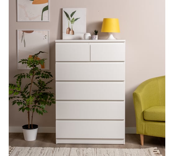Комод Гуд ЛАКК МАЛЬТА 6 ящиков, 80x48x121 см, белый 2.05.02.100.1