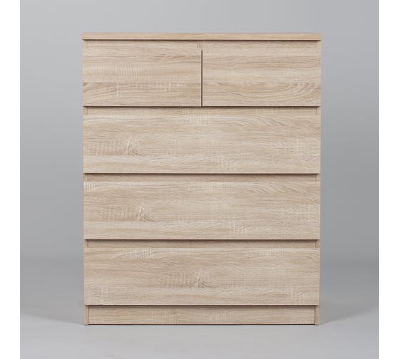 Комод Шведский Стандарт МАЛЬТА 5 ящиков, 80x48x98 см, бежевый, дуб сонома 2.05.02.080.3